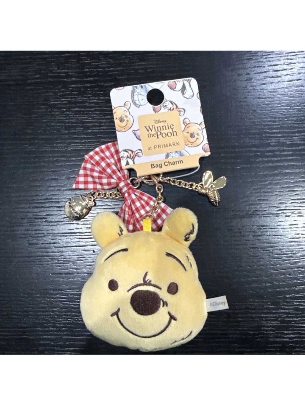 Disney Winnie The Pooh Plush Bag Charm Keychain Honey Pot Bee Bow *Primark*-NEW